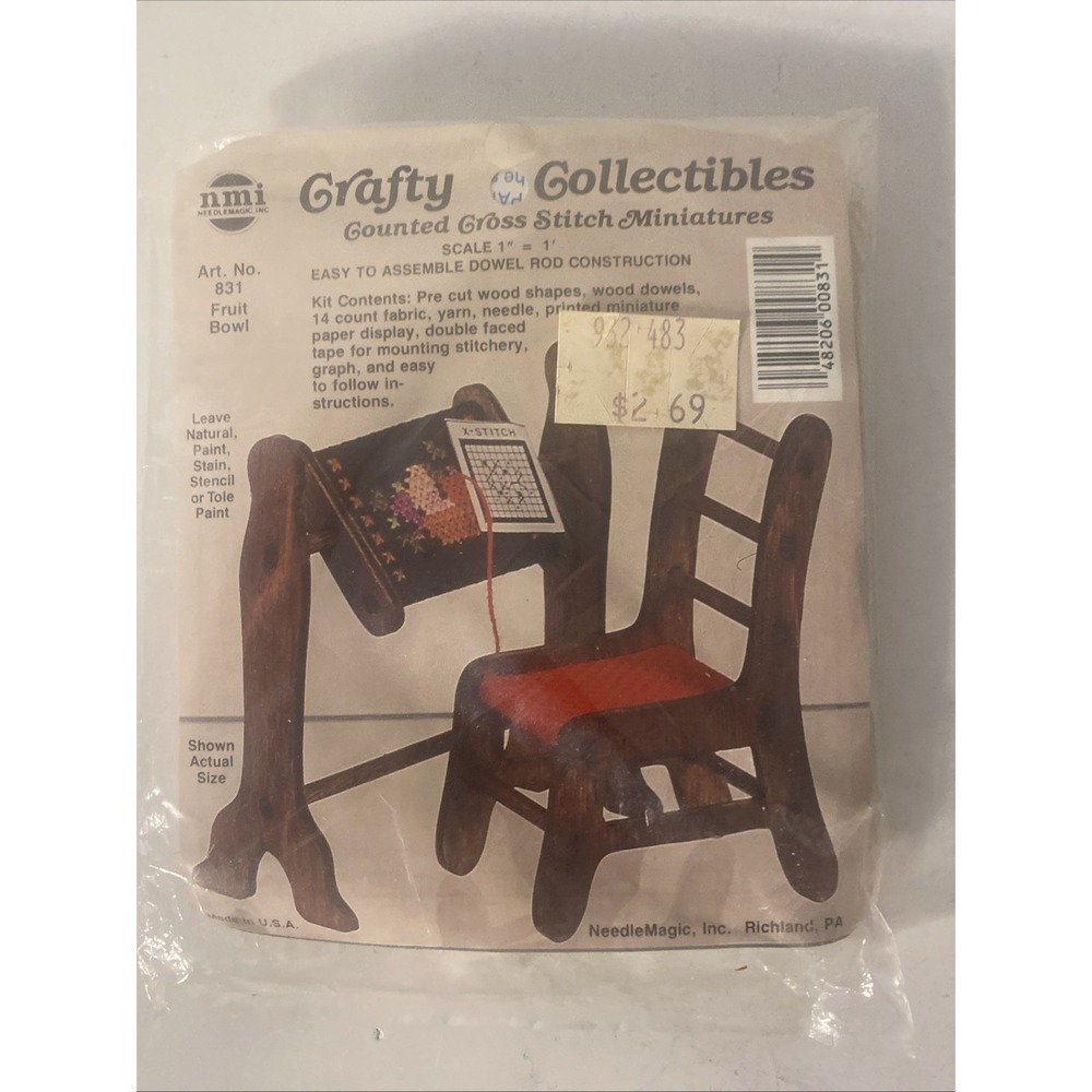 NeedleMagic Crafty Collectibles Cross Stitch Miniatures KIT No. 831 Fruit Bowl